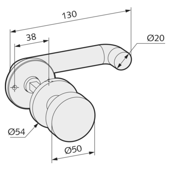 Türdrücker, runde Form und feststehender Knopf, mit Drückerrosetten