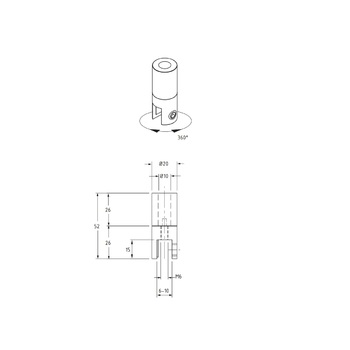 SWS Stabilisierungsstangen (Einzelkomponenten) Glasverbinder mit vertikaler Rohrführung 45 614 9 55 Bild