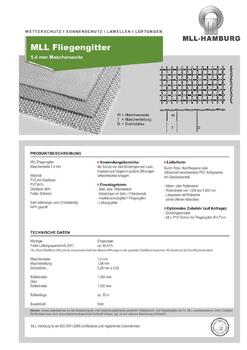 MLL Wetterschutz Datenblatt Fliegengitter 1.4 mm PVC mit Glasfaser