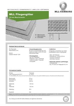 MLL Wetterschutz Datenblatt Fliegengitter 2.8 mm