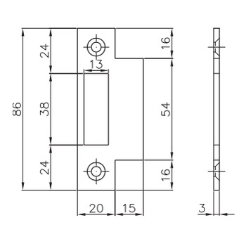 MSL Lappenschliessblech B-1501.332, Produktzeichnung