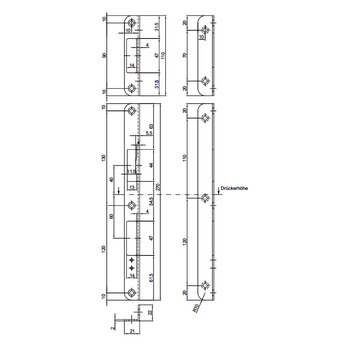 MSL mFlipLock Set-Winkelschliessblech B-23421, Produktzeichnung