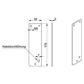 EH Exit-Controller Montageplatte L=175 mm, Brandschutz