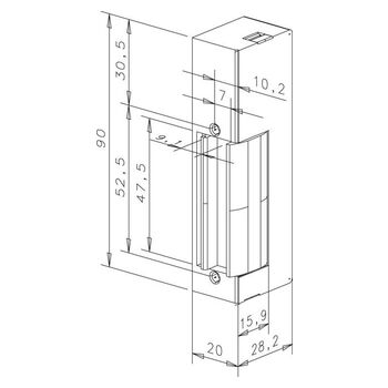 Elektro-Türöffner 9334 Technische Zeichnung