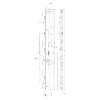 MSL mFlipLock Panik-Sicherheits-Mehrpunktverriegelung mit Kontakten, Panikfunktion E und Fluchtfalle 24574PE-SV-FF, Technische Zeichnung 2