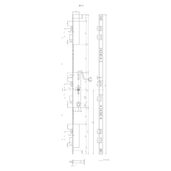 MSL mFlipLock check Panik-Sicherheits-Mehrpunktverriegelung 24476PBa, Technische Zeichnung 1