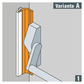 Montagevariante A: Das Montageprofil LP1 führt direkt an der Pushbar vorbei.