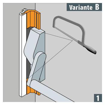 Montagevariante B: Das Montageprofil LP1 wird bei der Pushbar unterbrochen.