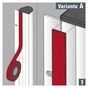 Montagevariante A: Das Rollo FSR 6000 / 7000 wird auf das Glas geklebt.