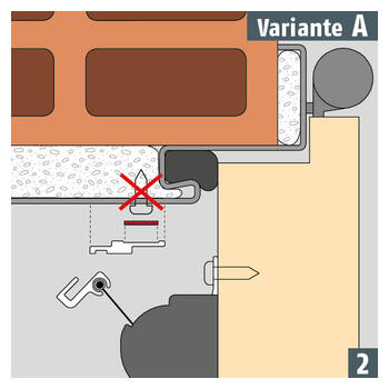 Montagevariante A: Das Montageprofil wird auf die Stahlzarge geklebt.