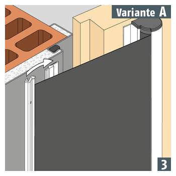 Montagevariante A: Das Montageprofil wird auf die Stahlzarge geklebt. 