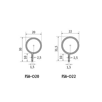 Planet Abdeckprofil FSA 8500 (O20+O22) Profilgrössen für Alu- und PVC-Türen Bild 