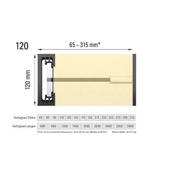 GLASSLINE FIX N SLIDE Lineare Anbindung - Höhe 120 mm Massbild