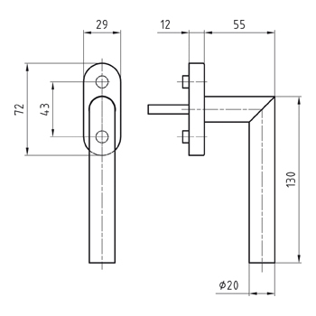 Fensterdrehgriff Glutz 5071/5616 CF Memphis