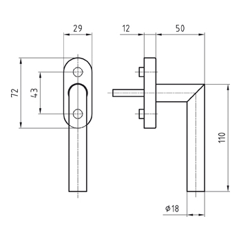 Fensterdrehgriff Glutz 5073/5616 CF Banks