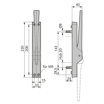 WSS Türtreibriegel 07.108.2400.230 Massbild