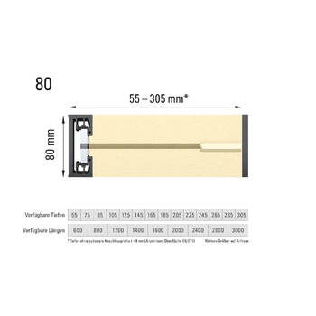 GLASSLINE FIX N SLIDE Lineare Anbindung - Höhe 80 mm Massbild