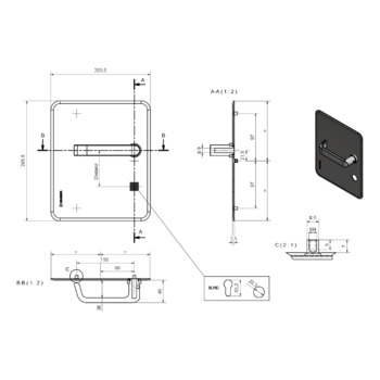 HEUSSER Schild S1.0.D2 links Massbild