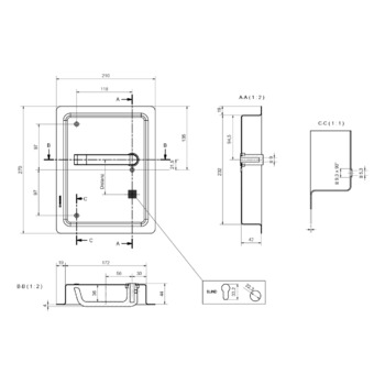 HEUSSER Muschel S6.42.D2 Massbild links zeigend