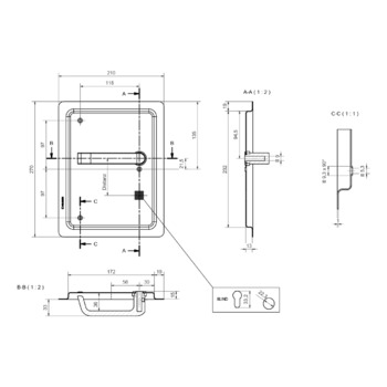 HEUSSER Muschel S6.13.D2 Massbild links zeigend