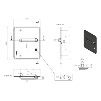 HEUSSER Schild S1.0.D1 Massbild Drücker links