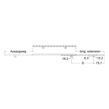 Kugel-Teilauszug ACCURIDE Dual DZ2002 Massbild Auszugweg 