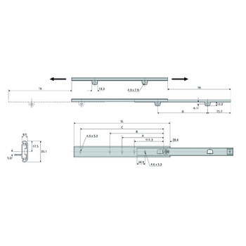 Kugel-Teilauszug ACCURIDE Dual DZ2002 Massbild 