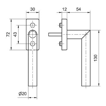 Fensterdrehgriff Glutz 50001/51002 CF