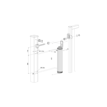 LOCINOX Hydraulischer Türschliesser Typ RHINO für Locinox 180° Türbänder Massbild