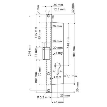 ASSA ABLOY Motorriegel 55231025 ASSA Technische Zeichnung