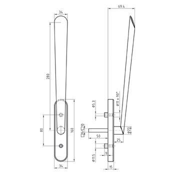 Drehgriff PSK & HST mit Rasterung Glutz 5032-280/5619K