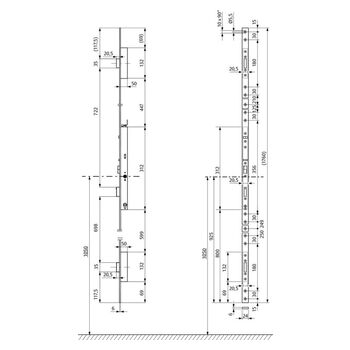 ASSA ABLOY 519N OneSystem Panik-Mehrfachverriegelung Masszeichnung