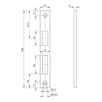 ASSA ABLOS Schliessplatte N6988000371000 Massbild