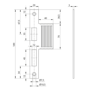 ASSA ABLOY Schliessplatte N69860403710000 Massbild