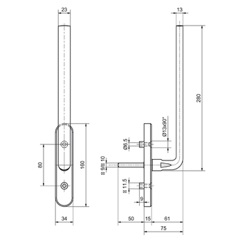 Drehgriff PSK & HST mit Rasterung Glutz 5040-280/5619K Merkur