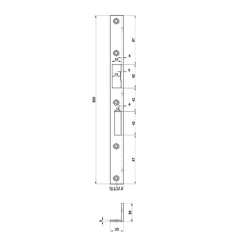 ASSA ABLOY S-Winkelschliessblech, eckig B-1308 Massbild