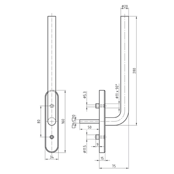 Drehgriff PSK & HST mit Rasterung Glutz 5057-280/5619K Thun