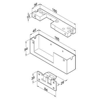 ASSA ABLOY - Aufschraubgehäuse A01 Massbild