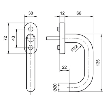 Fensterdrehgriff Glutz 50000/51001 CF