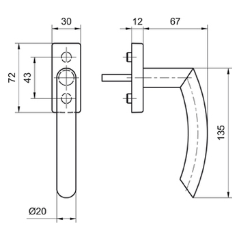 Fensterdrehgriff Glutz 50002/51002 CF