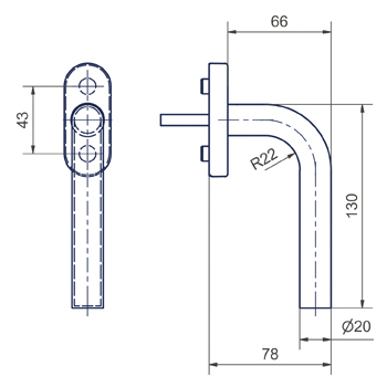 Fensterdrehgriff Glutz 50003/51001 CF