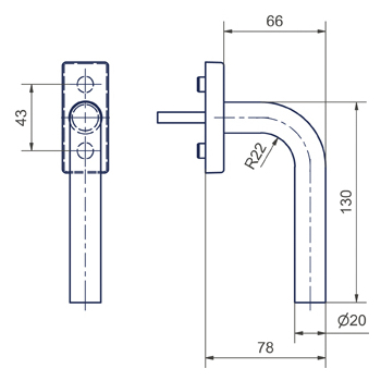 Fensterdrehgriff Glutz 50003/51002 CF