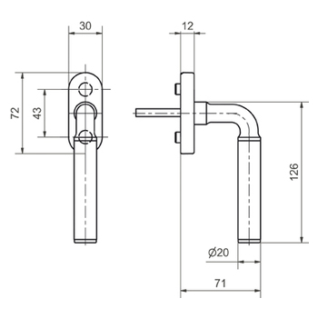 Fensterdrehgriff Glutz 50006/51001 CF