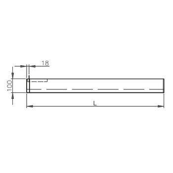 Obere Pendeltürschiene Höhe 100 mm für Drehpunkt 18 mm, ohne Riegelschloss 2-331