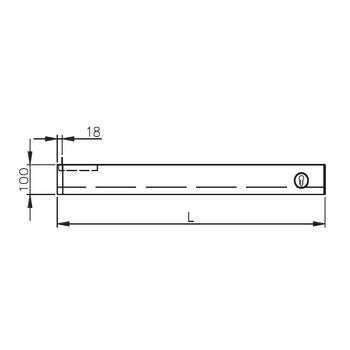 Obere Pendeltürschiene Höhe 100 mm für Drehpunkt 18 mm, mit Riegelschloss 2-332