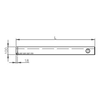 Untere Pendeltürschiene Höhe 100 mm für Drehpunkt 18 mm, mit Riegelschloss 2-333