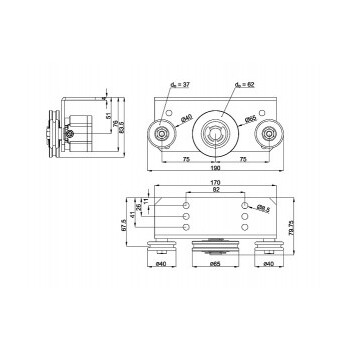 Dictator Radialdämpfer LD100-100L-S-65 Massbild