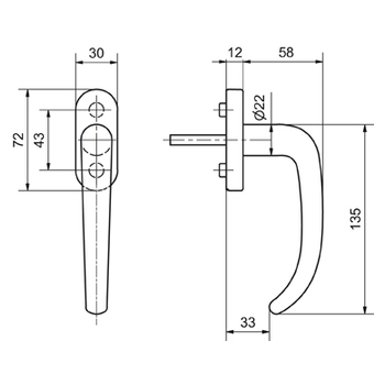 Fensterdrehgriff Glutz 50013/51001 CF