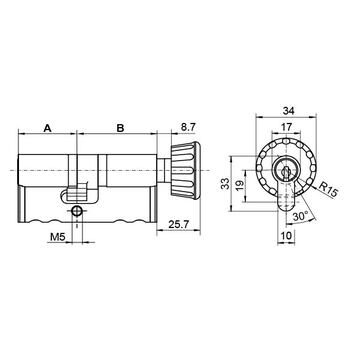 KABA M1419A Drehknopf traditionell Massbild