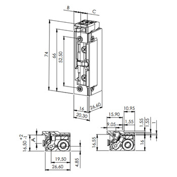 Türöffner B3001-TK Massbild